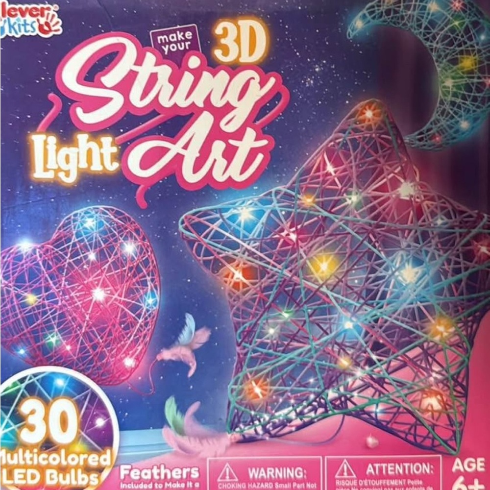 3D String Light Art Craft Kit with Multicolored LED Bulbs for Kids Ages 8+ NEW